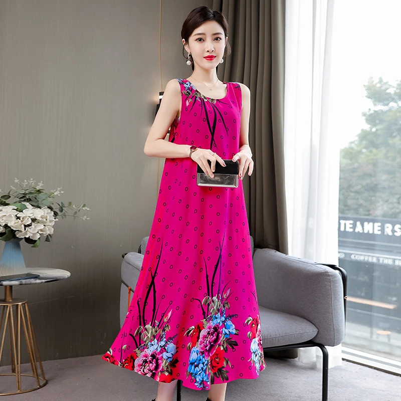 

2021 летнее хлопчатобумажное платье в богемном стиле размера плюс, платье для мамы и дочки, ночная рубашка жилетка без рукавов на бретельках п...