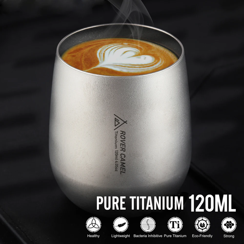 

120ml Ultralight Titanium Double Wall Insulated Water Cup Tea Cup Mug Outdoor Camping Tableware Backpacking 2020 New