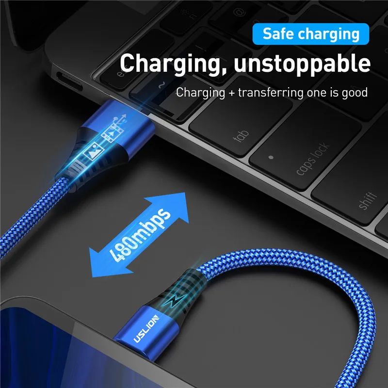 USLION USB Type C кабель 3A Быстрая зарядка зарядное устройство для Samsung S10 S9 S8 A50 Xiaomi Redmi Note