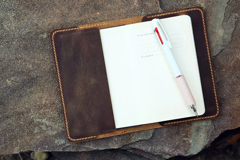 Персонализированный кожаный чехол Moleskine Размер кармана/кожаный для Cahier Volant Journal 3