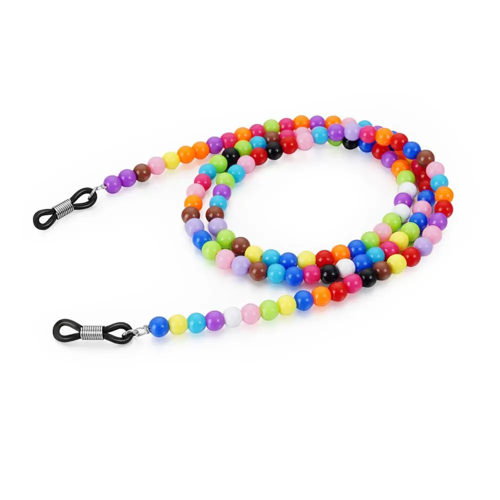 

Vintage Random Colorful Fun Acrylic Beans Glasses Chain with Universal Silicon Anti-skid Holder Strap Rope Eyewear Cord