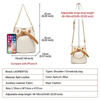 LAORENTOU Women Cow Leather Bucket Bag Round Chain Stylish Shoulder Bags Tote Elegant Gift for Her