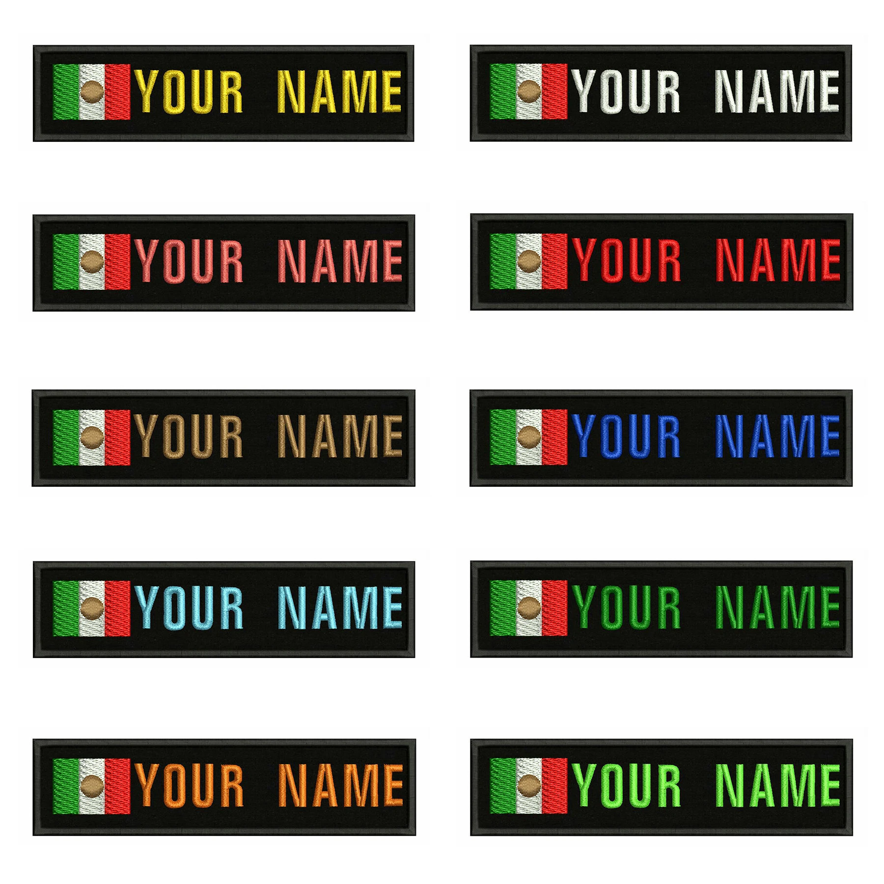 

Mexican flag Mexico 10X2.5cm Embroidery Custom Name Text Patch Stripes badge Iron On Or Velcro Backing Patches For Clothes