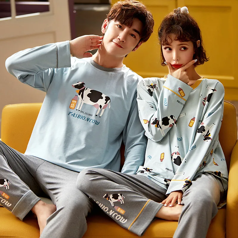 Wontive мужской Пижамный костюм Осенняя Пижама для пары пижама с длинным рукавом