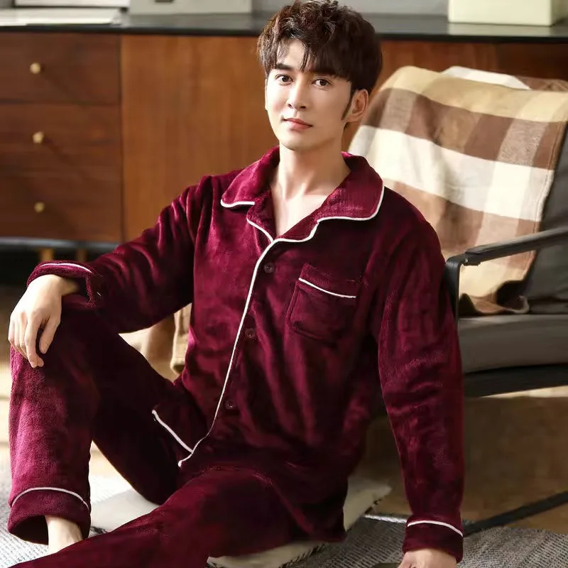 Для мужчин зимний толстый фланелевый банный халат бархатные пижамы Одежда для