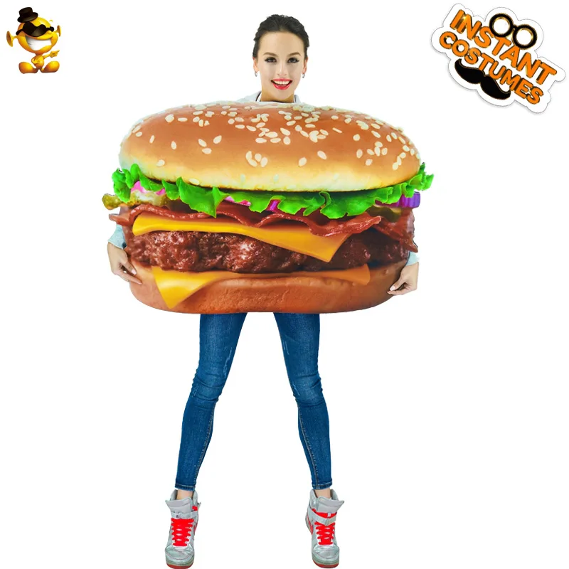 Женский смешной костюм гамбургера для ролевых игр Мультяшные наряды женщин