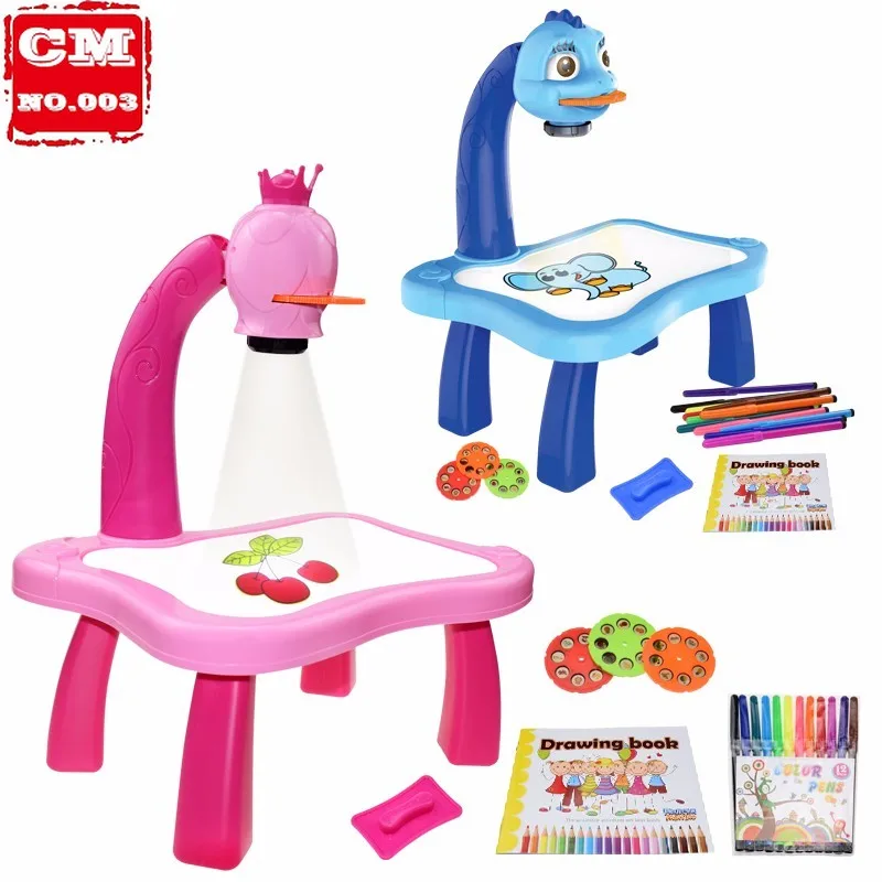 

Children Led Projector Art Drawing Table Toys Kids Painting Board Desk Arts Crafts Educational Learning Paint Tools Toy for Girl