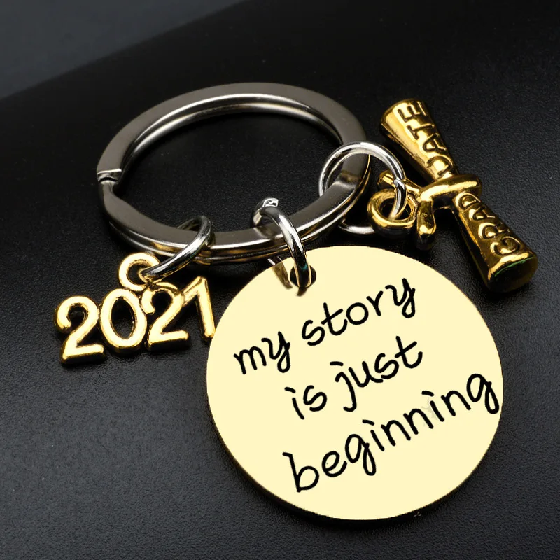 

Class Of 2021 Graduates Gift Stainless Steel Key Ring Three-Color Customizable Wholesale Bag Buckle Car Buckle Creative
