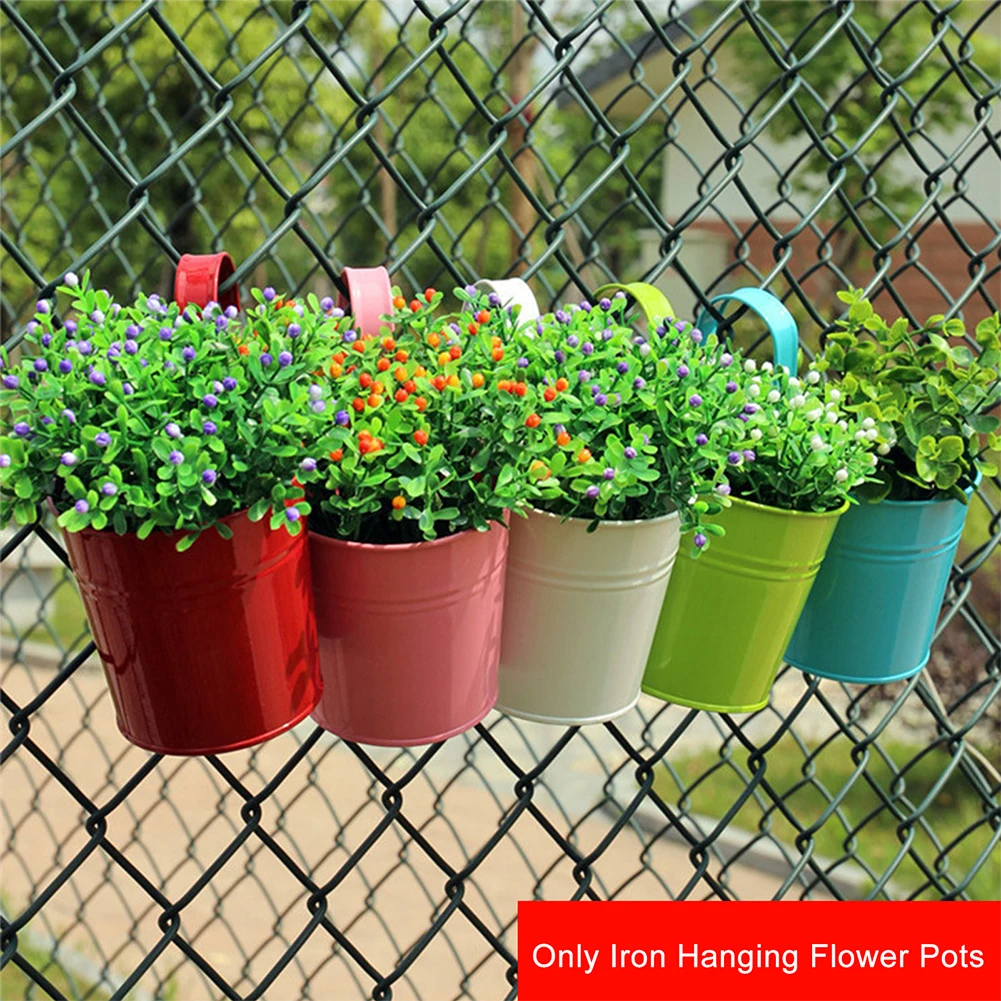 

10pcs Iron Hanging Detachable Hook Railing Holder Succulent Portable Fence Indoor Outdoor Multicolor Garden Planter Flower Pot