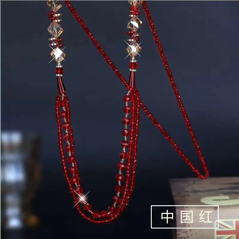 Ожерелье женское с кристаллами и бусинами в японском корейском стиле |