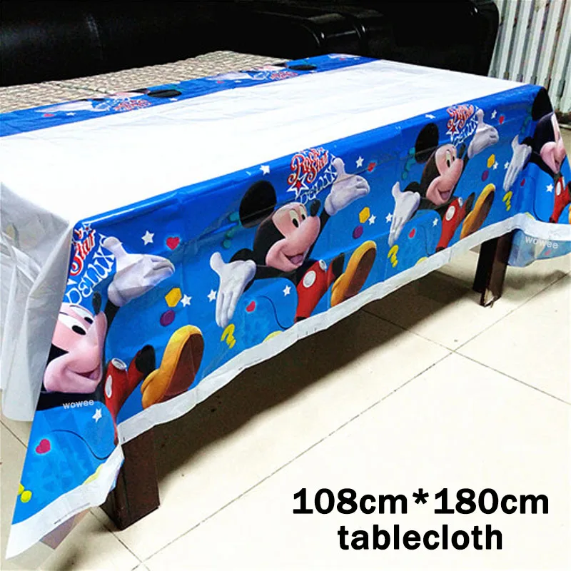 108180cm Tablecloth 10 шт./лот Микки чашки для мороженого Детские вечерние принадлежности для дня рождения Микки Маус С Днем Рождения вечерние чаши для мороженого - Цвет: 108180cm Tablecloth