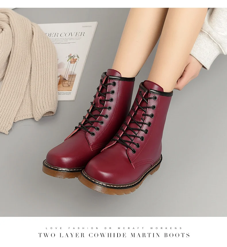 Snow Boots Winter Boot Fur Warm Comfortable Ankle Boots for Women Martin Boots Genuine Leather Shoes Flat Casual Booties