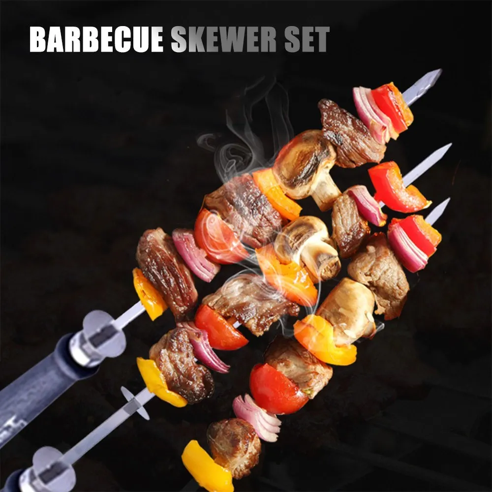 

Barbecue Skewer Grilling Kabob Reusable Metal Skewers Heavy Duty Stainless Steel BBQ Shish Kabob Tools for Hot Dog Meats Fish