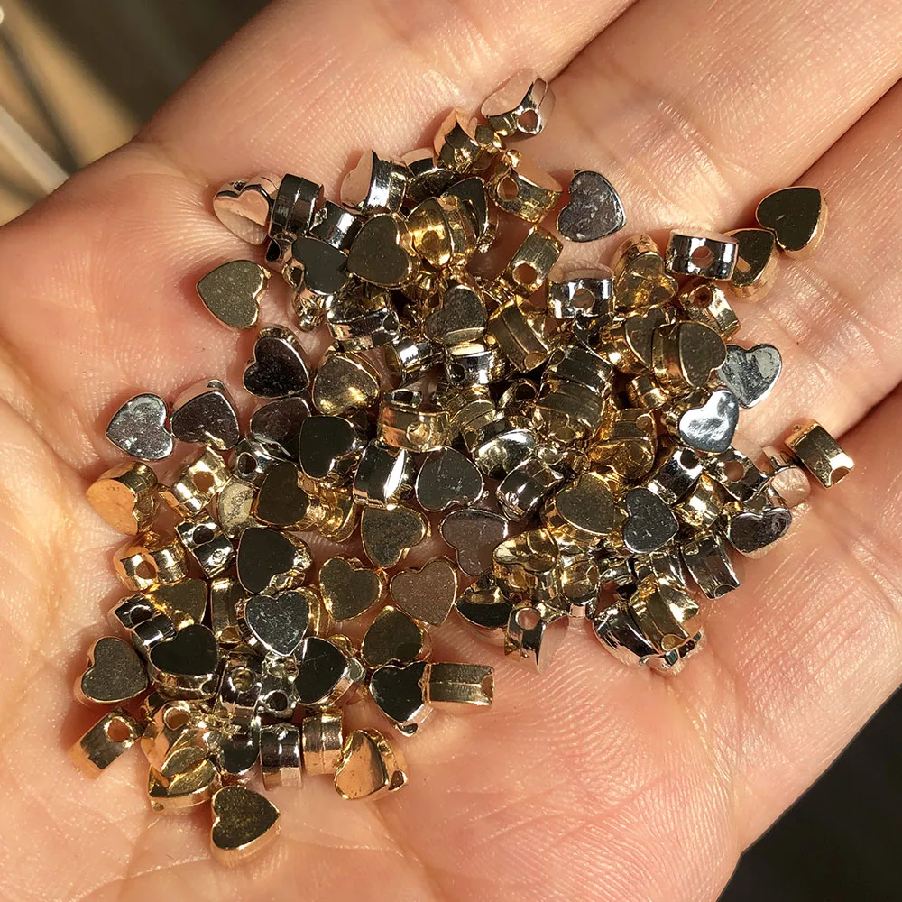 100 шт. золотые и белые бусины в форме сердца|Бусины| |