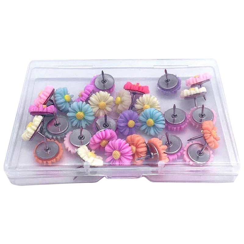 

30Pcs Creative Resin Flower Thumbtacks Thumbtack Cork Board Nail