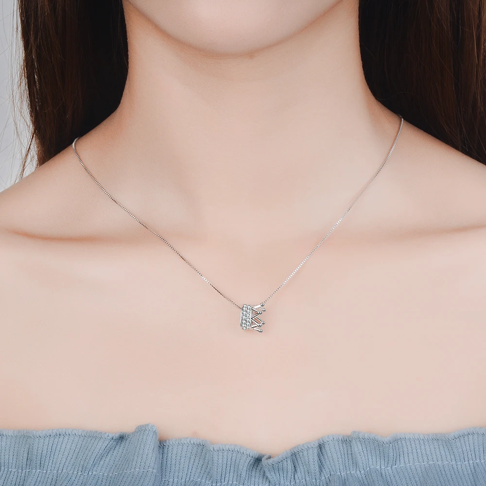 925 Sterling Silver Delicate Cubic Zircon Crown Pendant Neckace For Women Jewelry Birthday Gifts Wholesale S-N311 | Украшения и