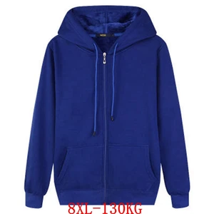 Свитшот мужской с капюшоном, толстая флисовая толстовка с длинным рукавом, на молнии, большие размеры 5XL 6XL 7XL 8XL, Черный Синий Серый, на осень и зиму