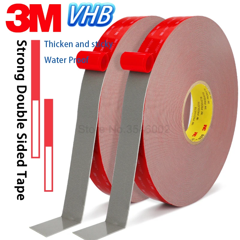 

3M VHB Strong Fixed Acrylic Grey Double Sided Tape High Viscosity Self Adhesive Sticker 0.8MM Thick For Home Car Office Deocr