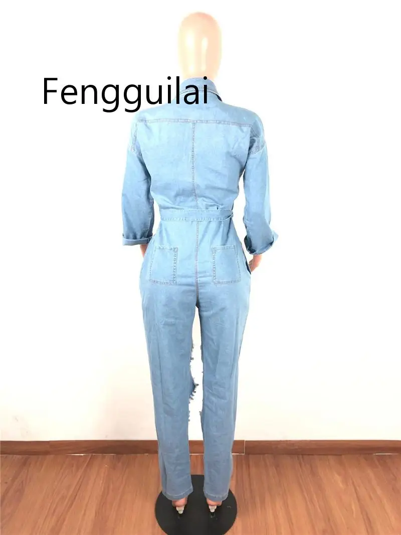 FENGGUILAI модные сексуальные рваные джинсы комбинезон женские Комбинезоны пуговицы