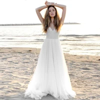 beach wedding dresses for women 2021 spaghetti straps a line lace boho bridal dress bohemian bride gowns vestido de noiva