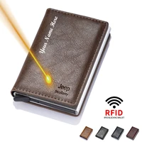carbon fiber id credit card holder wallets men brand rfid blocking magic trifold leather slim mini wallet small money bag purses