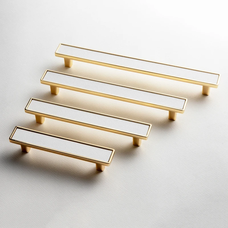Кожаные золотые + белые ручки для шкафов однотонные кухонного шкафа в