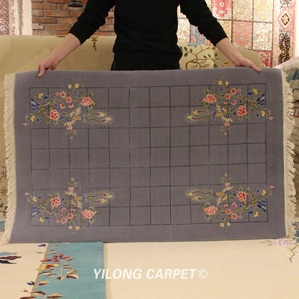 YILONG 3 'x 4 7' изысканный ручной вязки в китайском стиле серый ковер мягкий