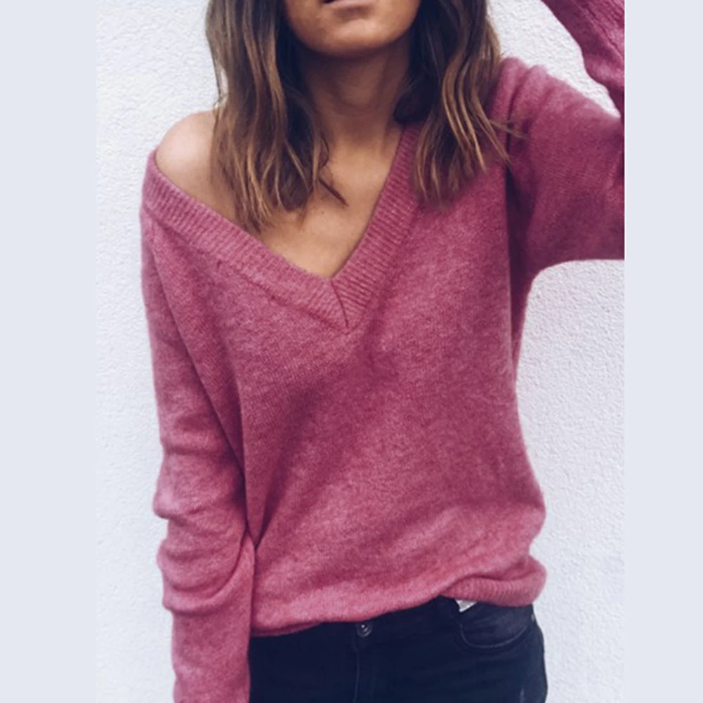 Повседневные осенне-зимние женские свитера блузка женский свитер однотонные