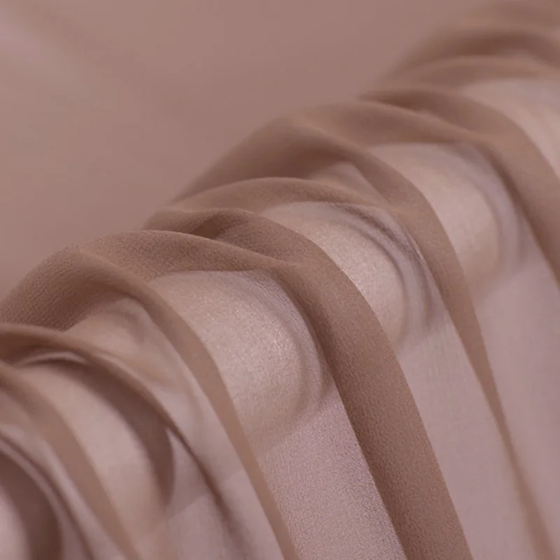 

100% Silk Natural Pure Mulberry 5mm 45"( 114cm ) Custom Cameo Brown Lady Silk Chiffon DIY Luxury Slippery Soft 6A Grade Fabric