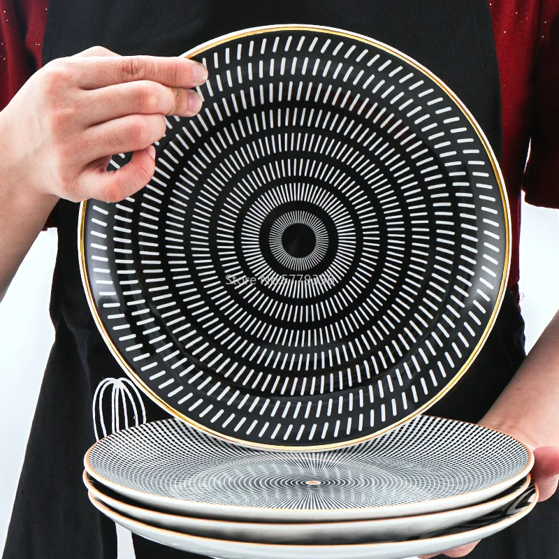 Phnom Penh Керамика Геометрическая круглая пластина 6/8/10 дюймов обеденная Посуда