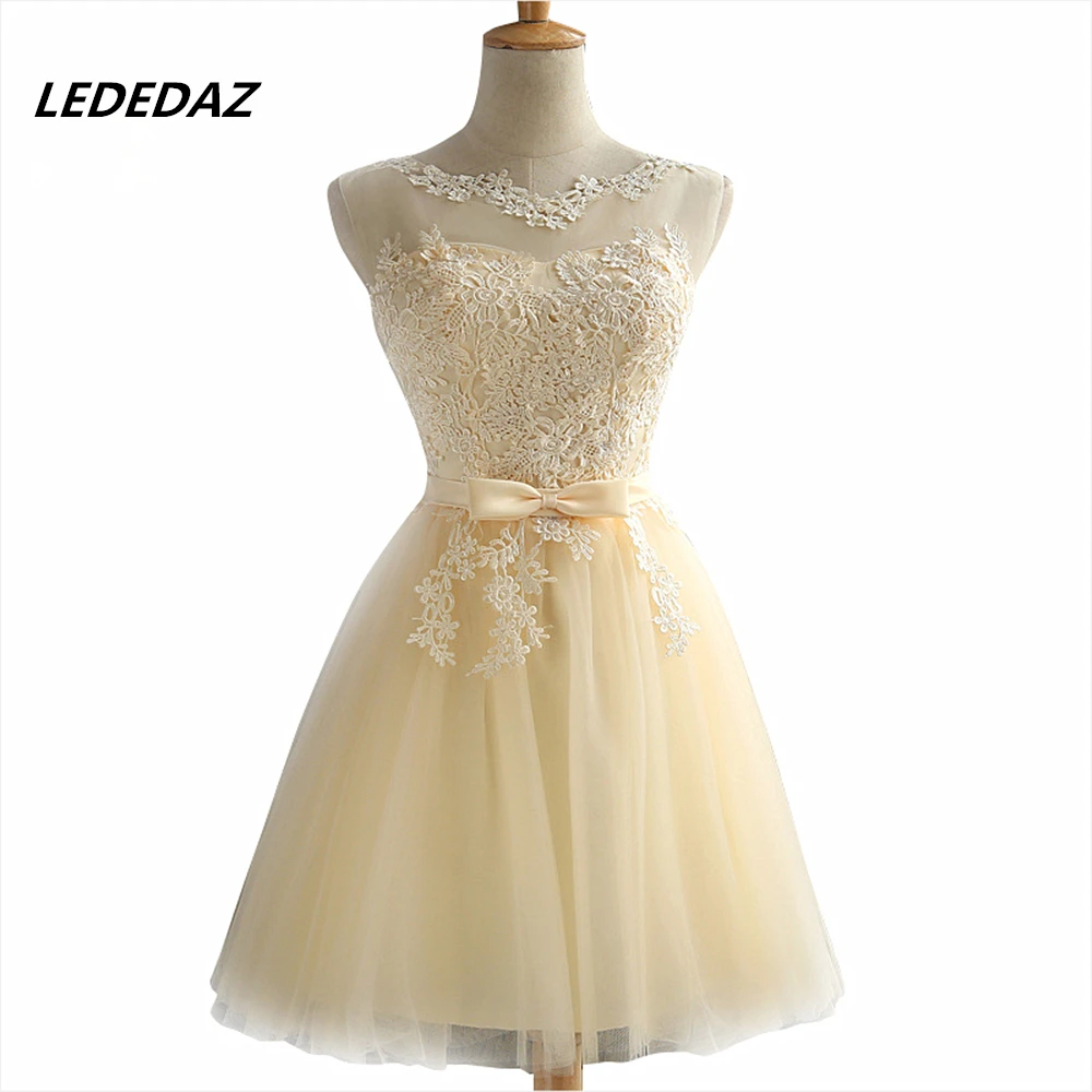 Цвета шампань/Белый аппликация тюлевые Платья для подружек невесты Плюс Размер