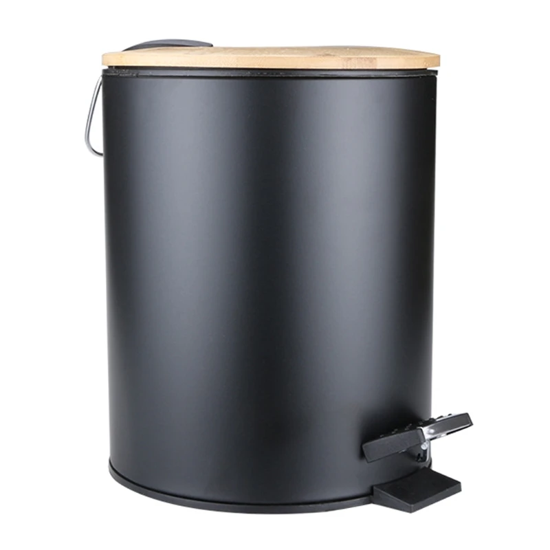 

3/5L Wooden Flip Step Trash Can Garbage Rubbish Bin Waste Container Organizer for Bathroom Kitchen Office 97QD