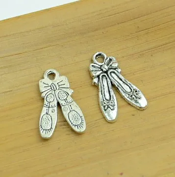 

Charm for making jewelry 10pcs 17x22mm antique silver color shoe charms