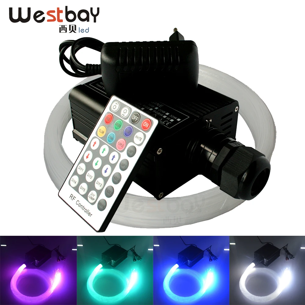16 Вт RGBW светодиодный волоконно-оптический светильник 150 шт. 0 75 мм 2 м кабель RF 28key