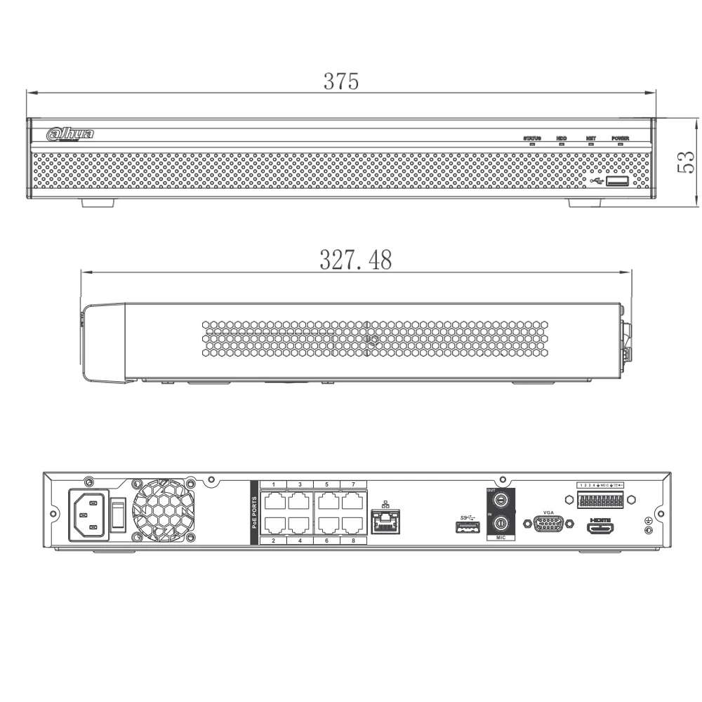 Dahua NVR4208-8P-4KS2 8 каналов 8PoE 4K &amp H.265 Lite сетевой видеорегистратор разрешение для IP