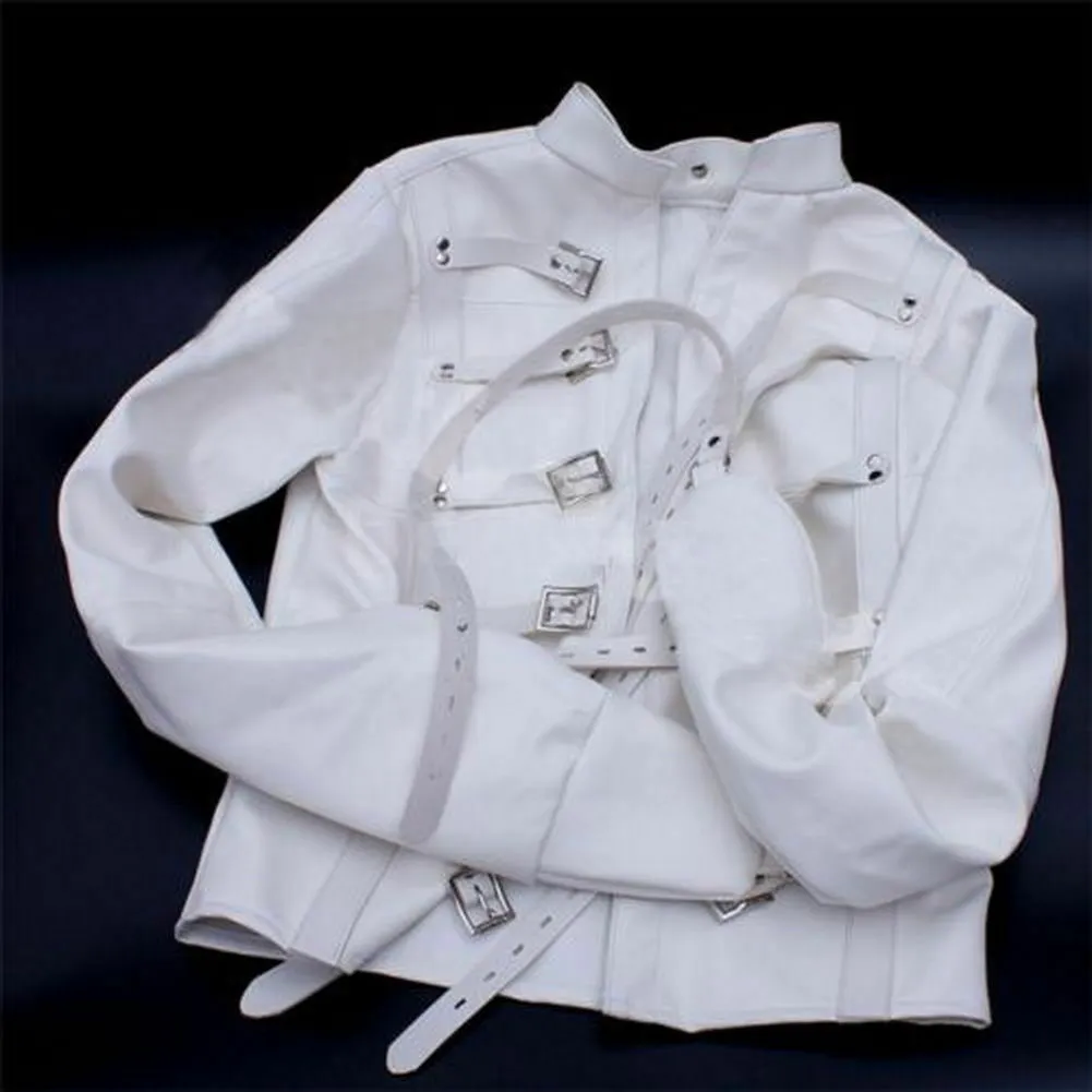 White Asylum Straight Jacket Costume S/M L/XL BODY HARNESS R