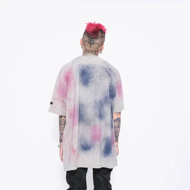 

GTDOM Men Dark System Cartoon And Animation Tie-Dye Short Sleeve T-Shirt 2021 Summer New Hip Hop Casual Short Sleeve T-Shirt