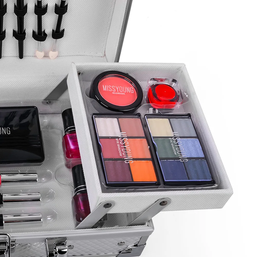 Алюминий коробка макияж комплект матовые тени для век губная помада блеск губ