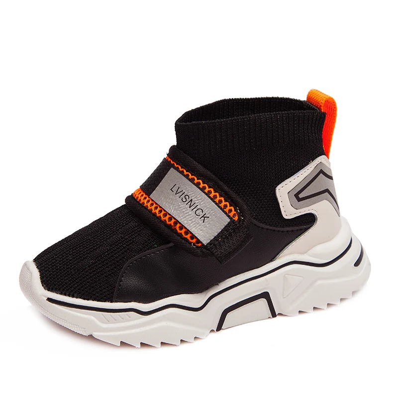 Весенне-осенние черно-белые детские кроссовки для мальчиков и девочек