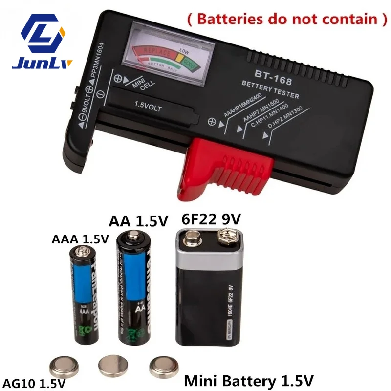 

AA/AAA/C /D/9V/BT-168V batteries, universal button battery, color coded meter, voltage tester, verifier, power supply BT168, 1.5