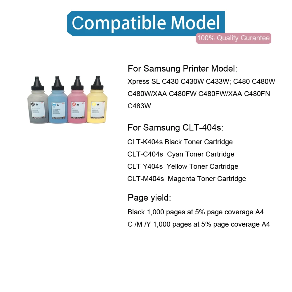 Заправка тонером для Samsung совместимый с принтера CLT 404s Xpress C430w C480w C430 C480fw 4