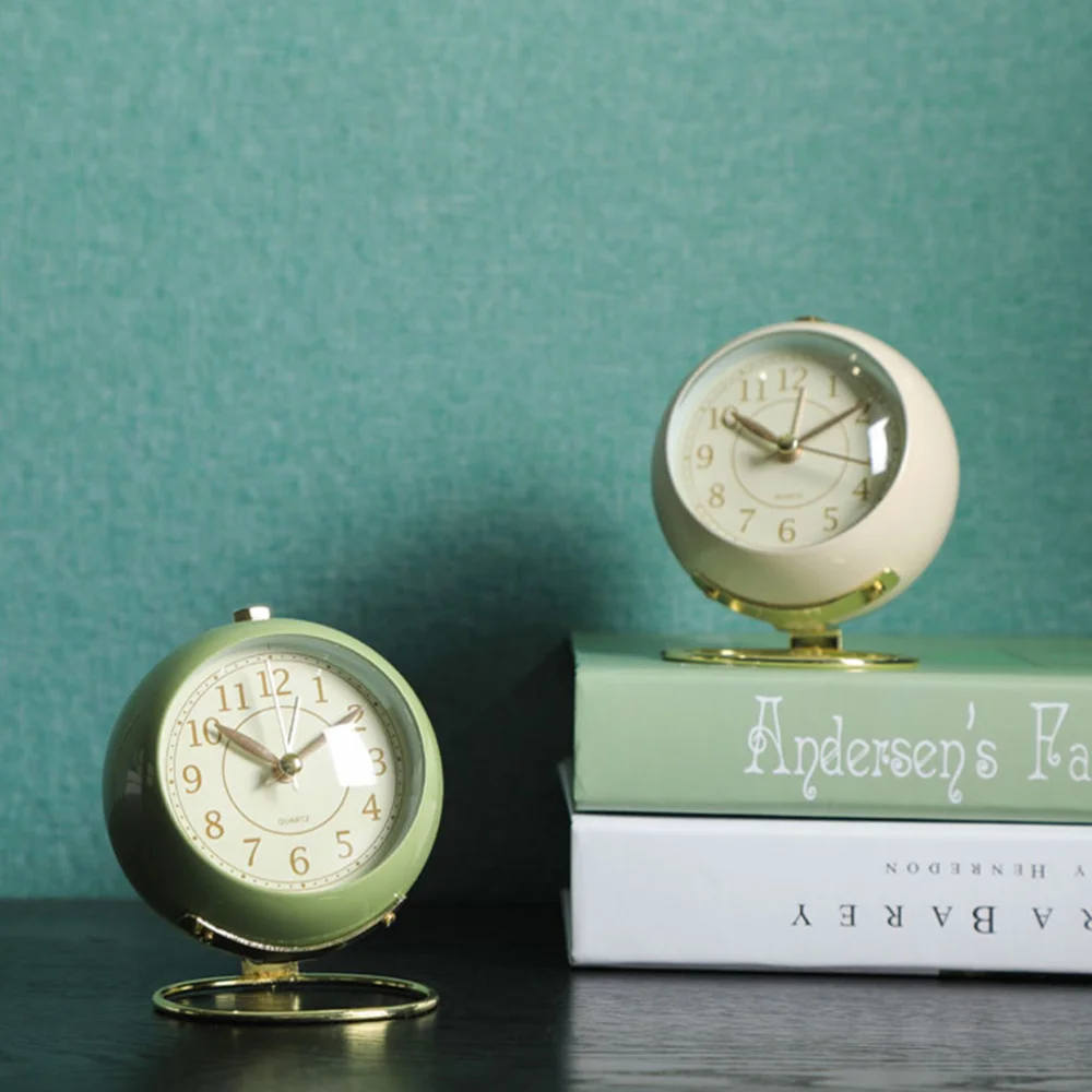 Metal Alarm Clock Round Desktop Bedside (Beige Shipment without Battery) | Дом и сад