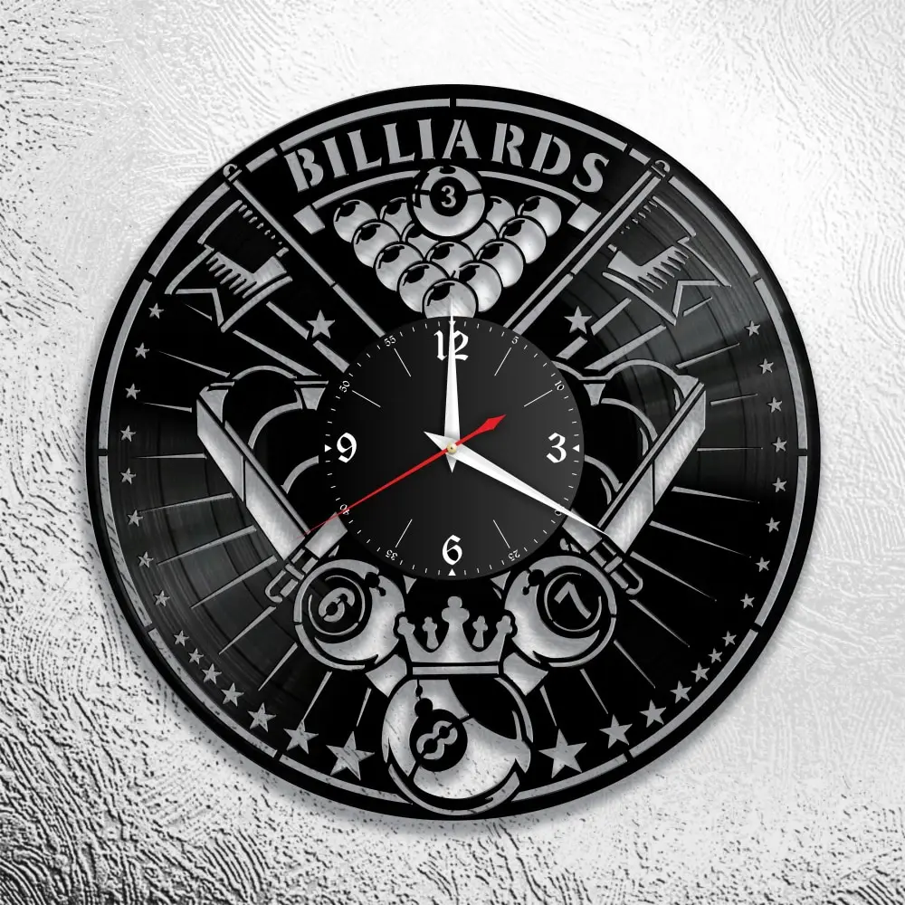 Часы из виниловой пластинки Бильярд отдых декор комнаты настенные|Настенные
