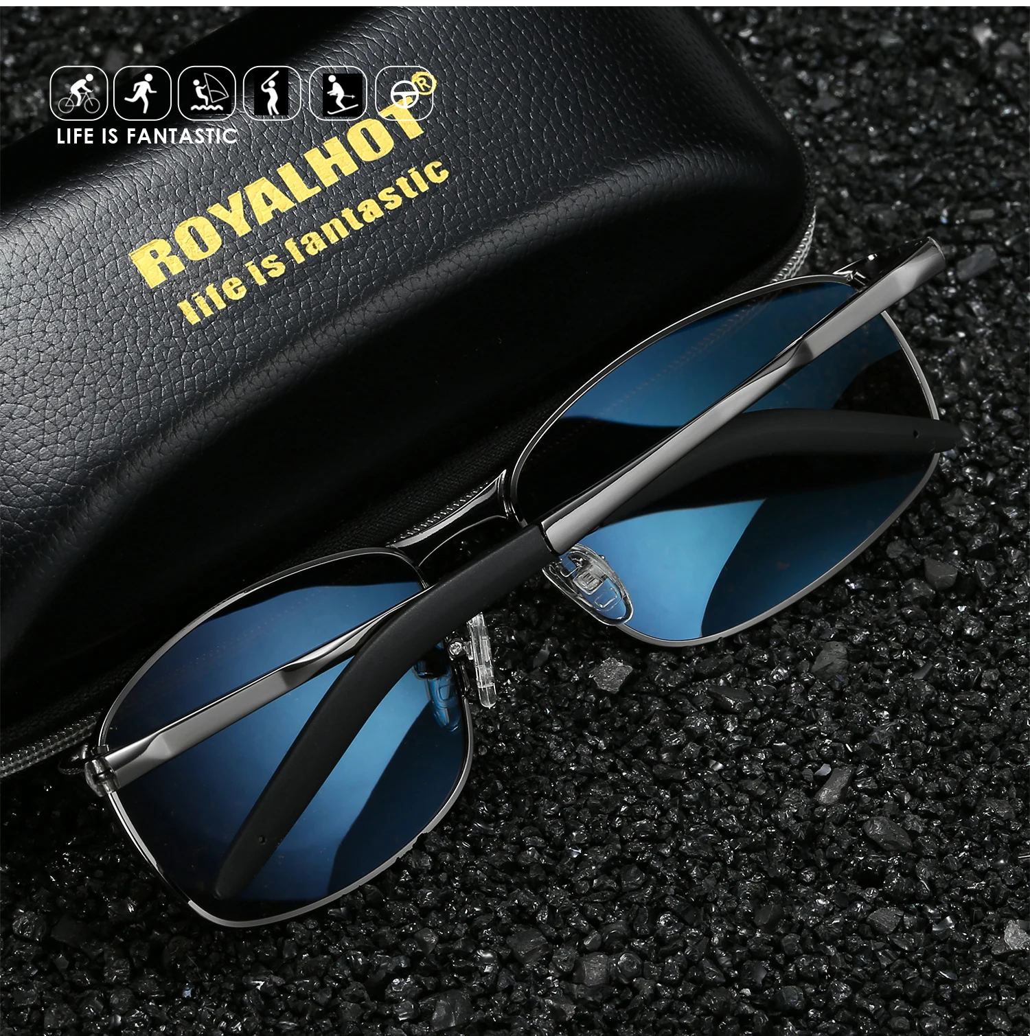Солнцезащитные очки RoyalHot мужские и женские поляризационные прямоугольные в
