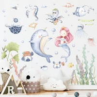 zerolife mermaid marine life pvc wall stickers for home decoration children kids room wallpaper waterproof wall decals art mural