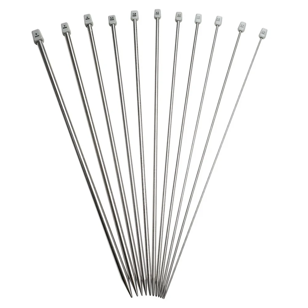 

22pcs Knitting Needles Set - 11 Pairs Hollow Stainless Steel Single Pointed Sweater Knitting Needle
