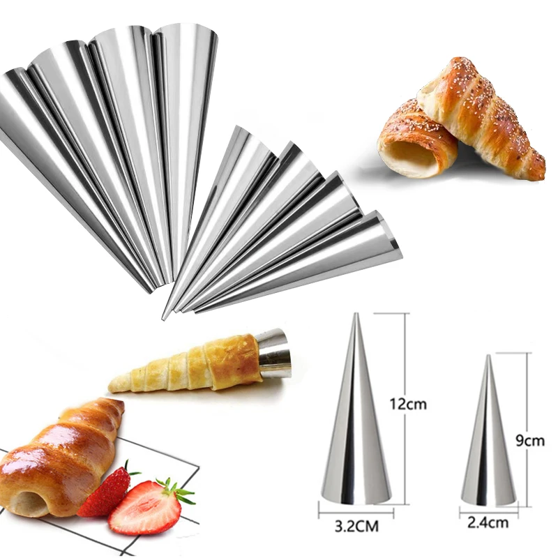 

5/10Pcs Conical Tube Cone Roll Moulds Spiral Croissants Molds Cream Horn Mold Cuisine Pastry Baking Tools Kitchen Accessories