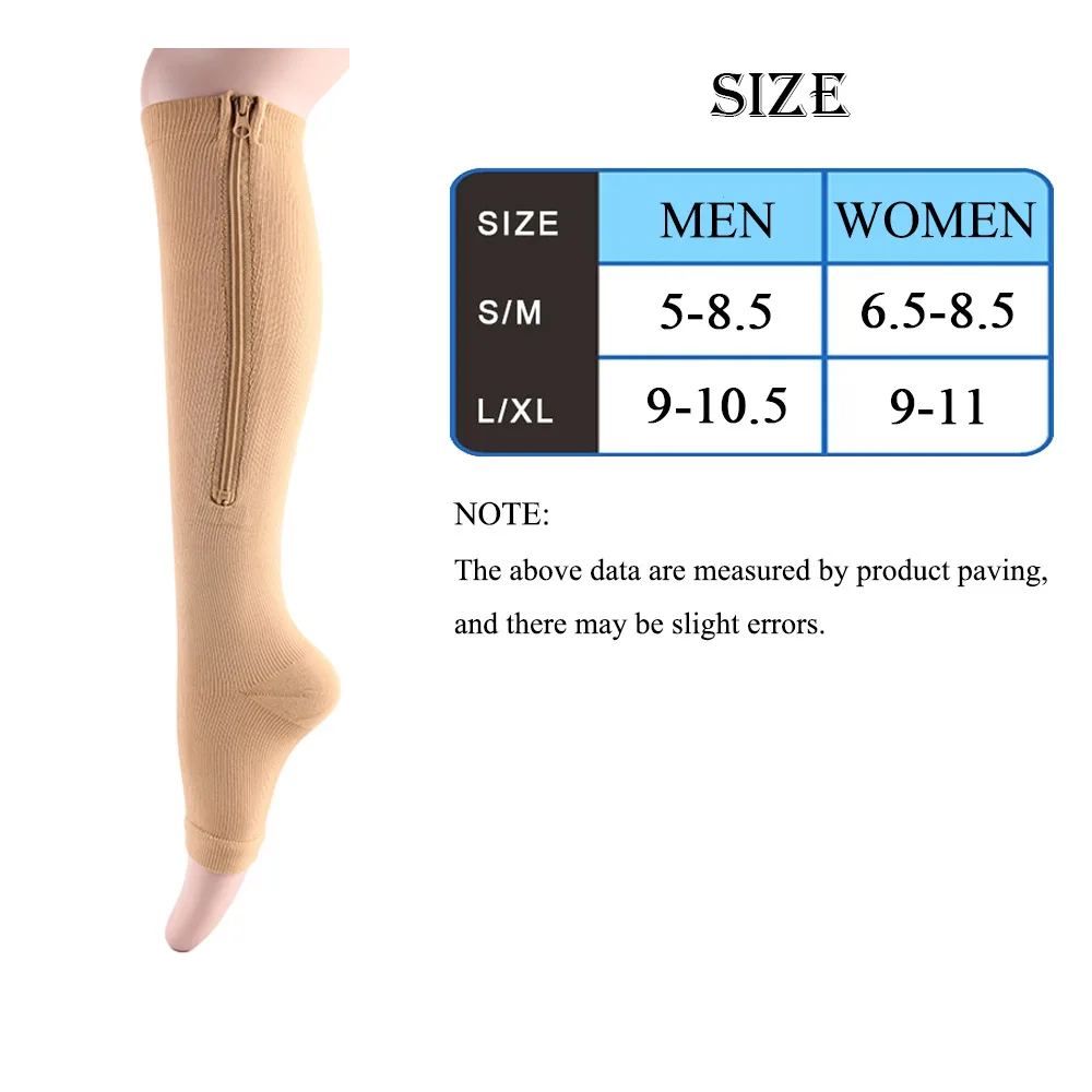 Zipper Compression Socks Sports 5 Pairs Per Set Zipper Socks Compression Socks Pressure Socks Vein Elastic Socks