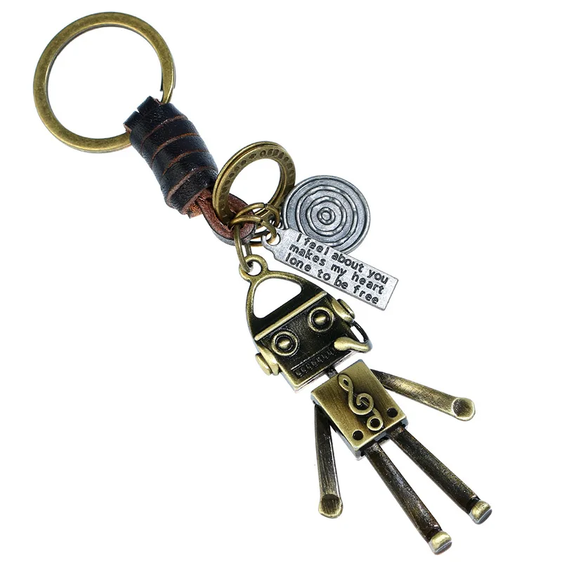 

Punk's personalized hand-made leather woven key ring, vintage cow leather car key ring, creative small gift Pendant