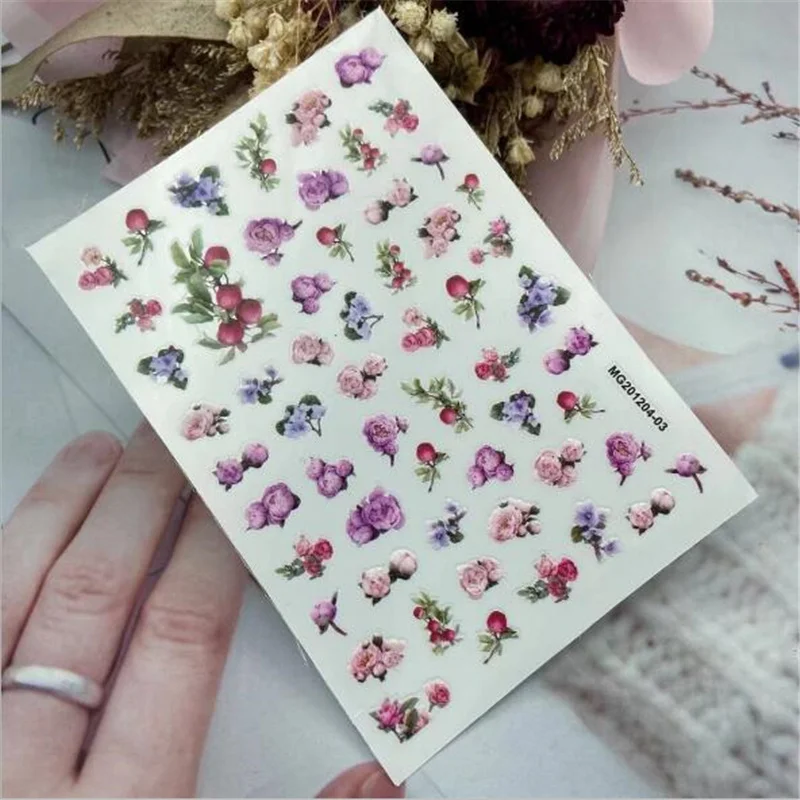 Нетоксичные наклейки для ногтей в японском стиле маленькие цветы фрукты сухие